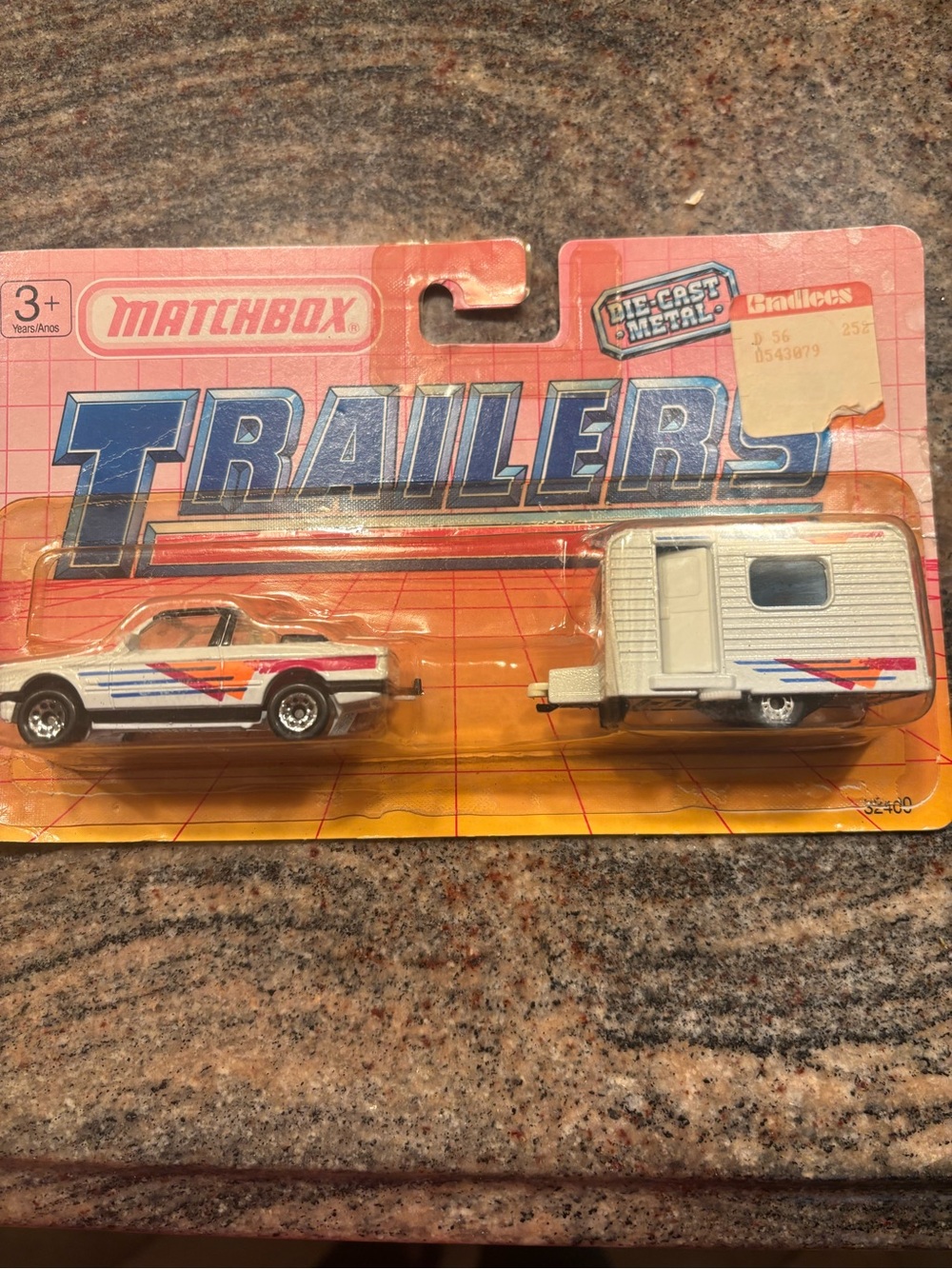 Matchbox Trailers Vintage  Car and Caravan with Red Blue Orange Stripe